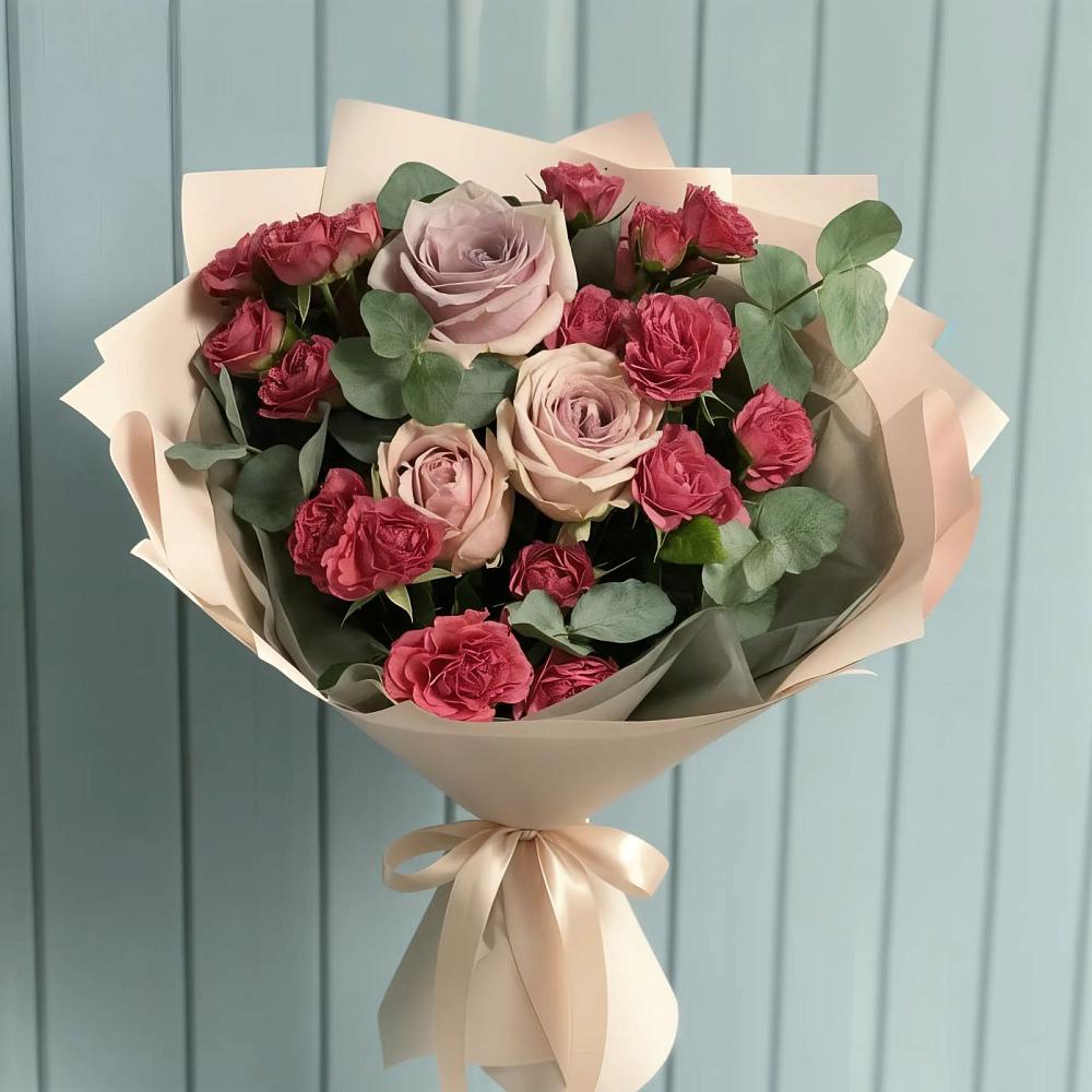 Букет цветов из: Гвоздики и Розы в Долгодеревенское