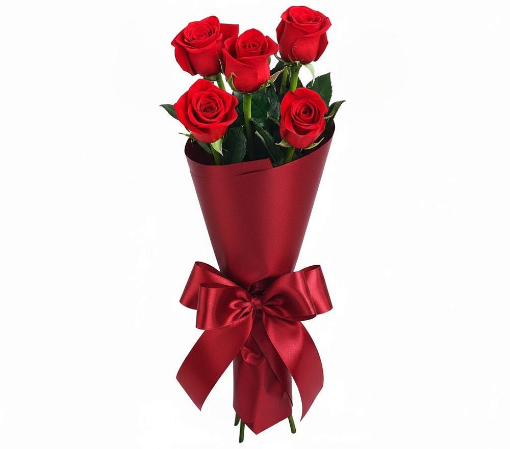 Букет 5 Красных роз Эдлесс Лав в Долгодеревенское