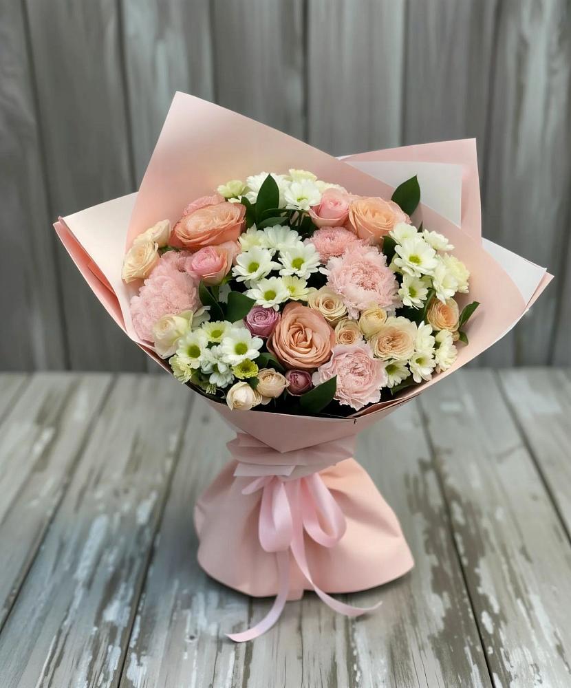 Букет цветов из: Гвоздики, Розы и Хризантемы в Долгодеревенское