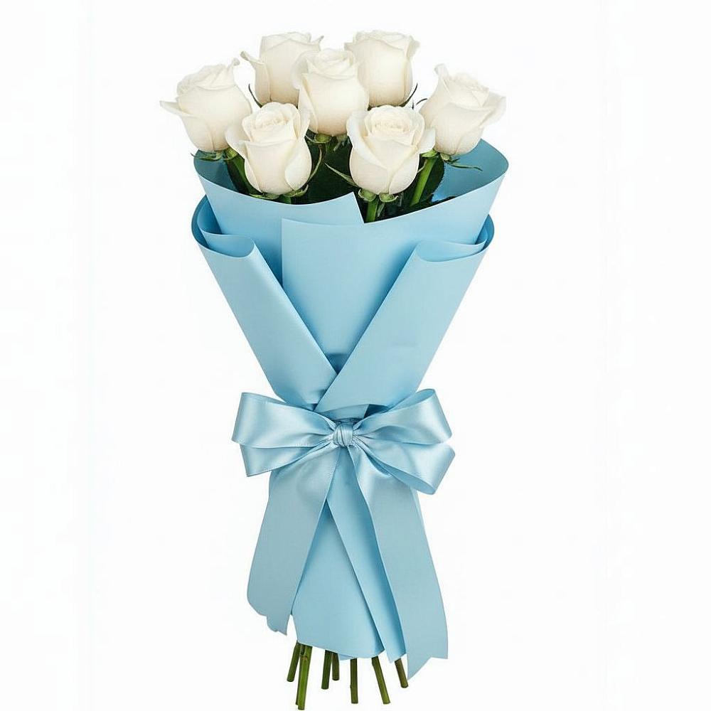 Букет 7 белых роз Проуд в Долгодеревенское