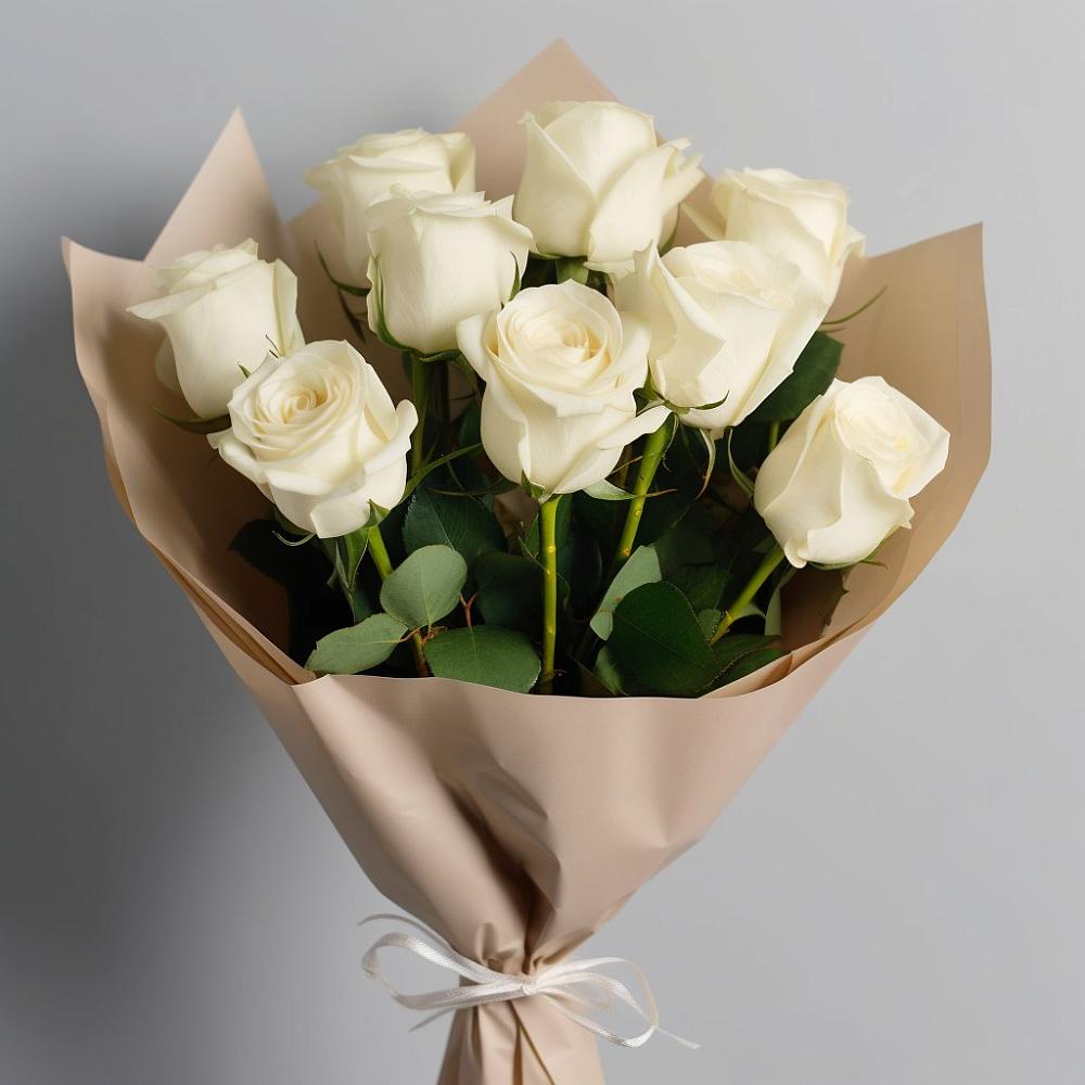 Букет 9 Белых роз Эдлесс Лав в Долгодеревенское