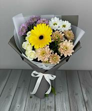 Букет цветов из:  Розы, Герберы и Хризантемы в Долгодеревенское