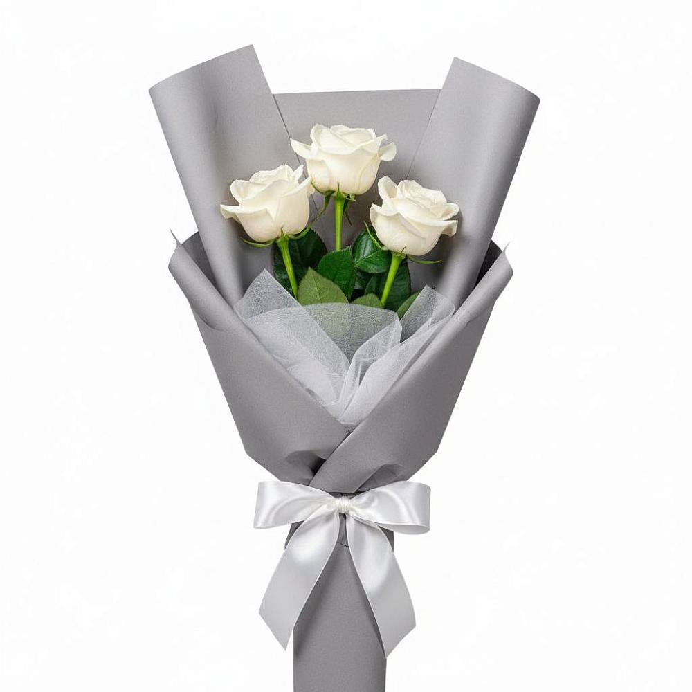 Букет 3 белые розы в Долгодеревенское