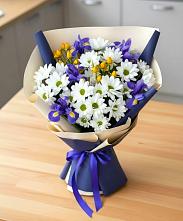 Букет цветов из:  Розы, Ирисы и Хризантемы в Долгодеревенское