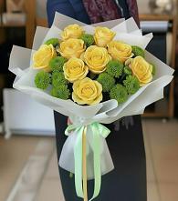 Букет цветов из:  Хризантемы и Розы в Долгодеревенское