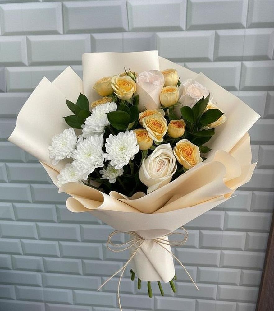 Букет цветов из: Розы и Хризантемы в Долгодеревенское