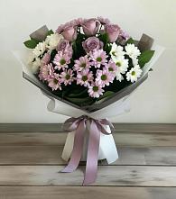 Букет цветов из:  Хризантемы и Розы в Долгодеревенское