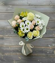 Букет цветов из:  Альстромерии, Розы и Хризантемы в Долгодеревенское