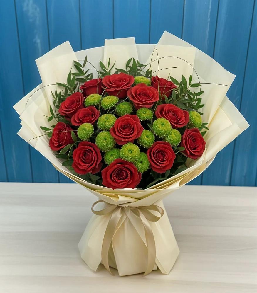 Букет цветов из: Розы и Хризантемы в Долгодеревенское